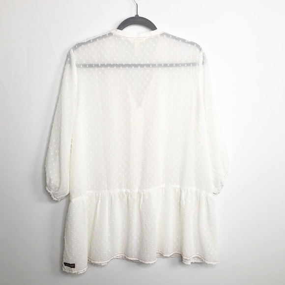 MATILDA Jane Ivory red trim tunic peasant blouse - Picture 2 of 8